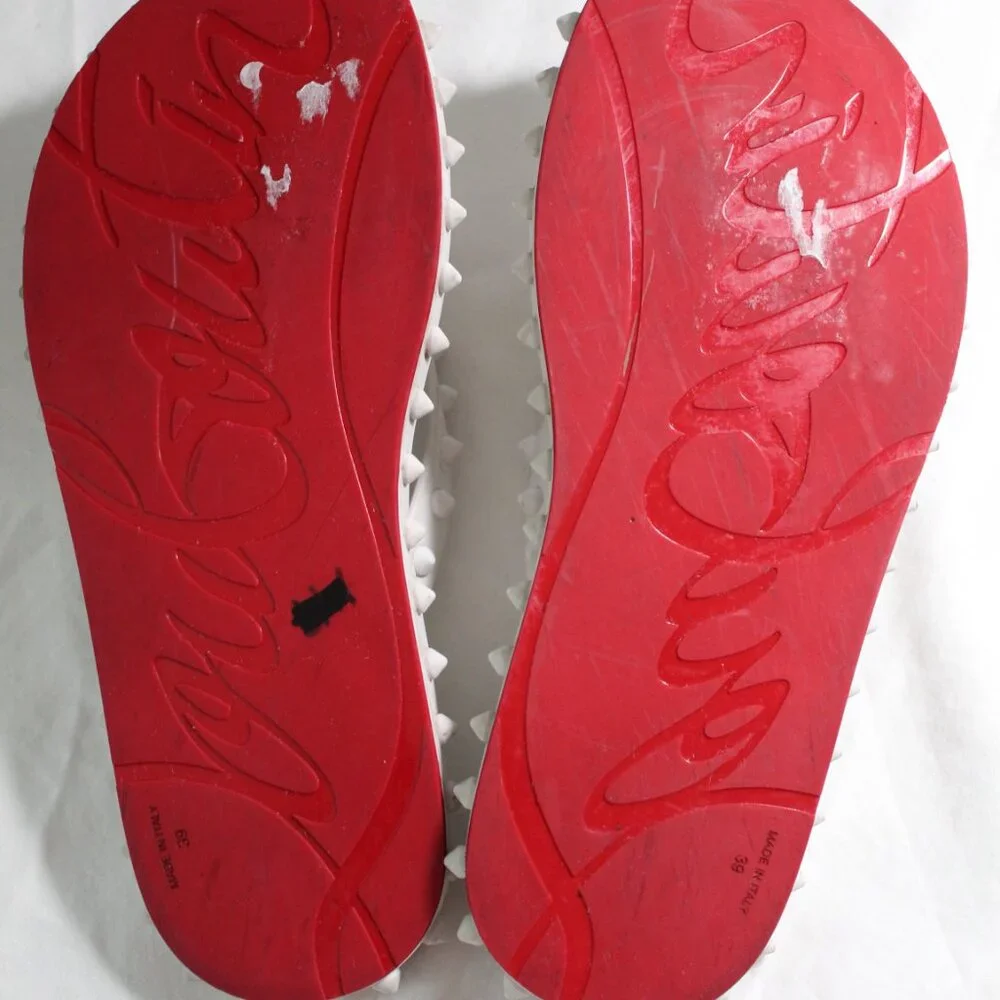 Christian Louboutin Super Loubi Flip Flops Spiked Sandals Slip Ons Pool Slide 39 - Picture 5 of 6